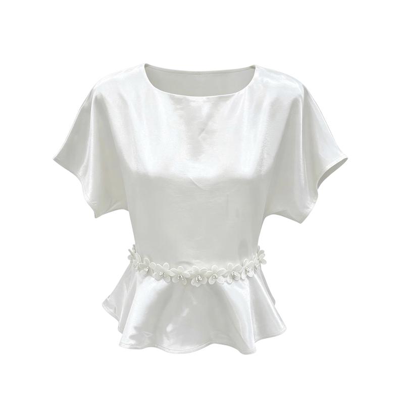 La Chapelle Women s Elegant Floral Tie-Waist T-Shirt S