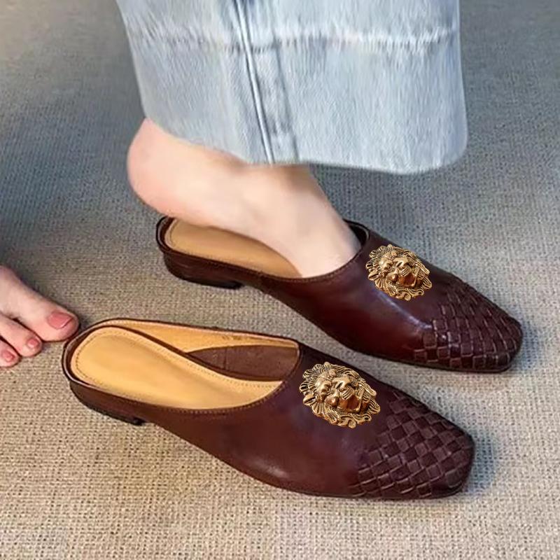 Fashion A Sheepskin Version of French Retro Woven Headband Half-slipper a Fashionable and Lazy Woman Can Be Worn Outside with One Foot