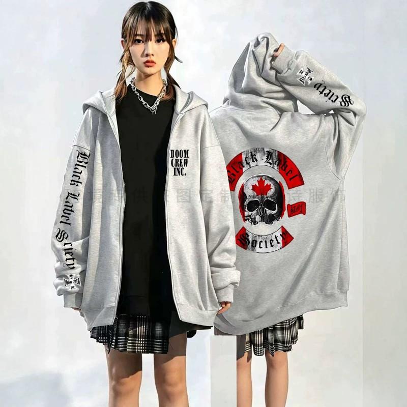BLS Skull Print Hoodie Loose Fit Unisex Streetwear Sweatshirt Teens