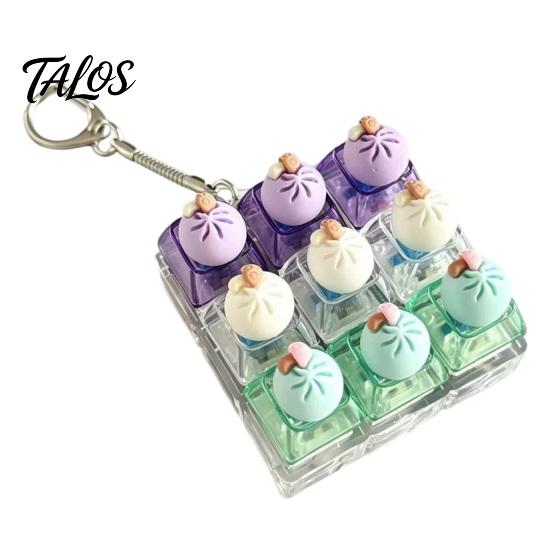 Creative Gifts for Stress Relief Dumpling Keycap Fidget Toy, Soft Squeeze Pendant with Keychain, Light Up Keychains Cute Bun Bag Charm Anxiety
