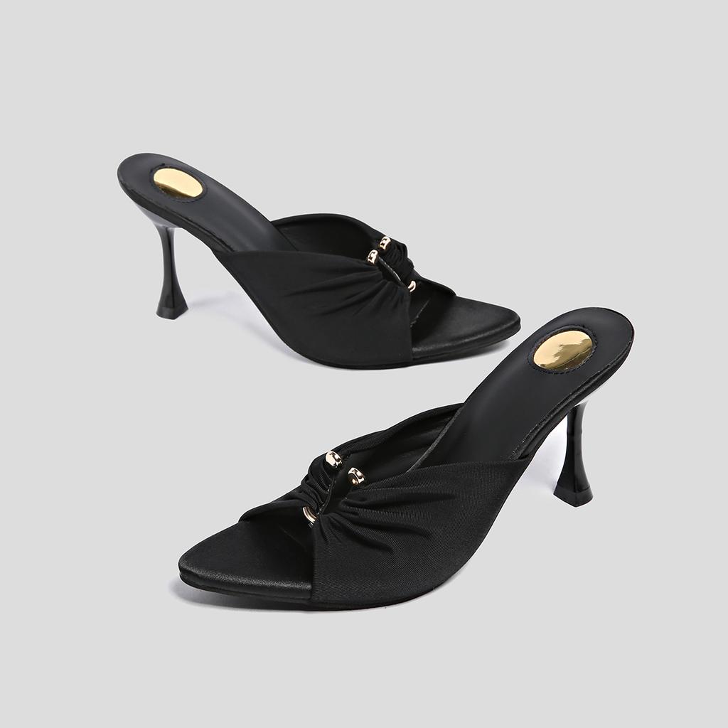 Designer Summer Woman Slippers Open Toe Thin High Heels Shoes Street Style Stripper Party Slides Zapatos De Mujer