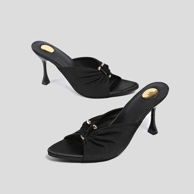 Designer Summer Woman Slippers Open Toe Thin High Heels Shoes Street Style Stripper Party Slides Zapatos De Mujer