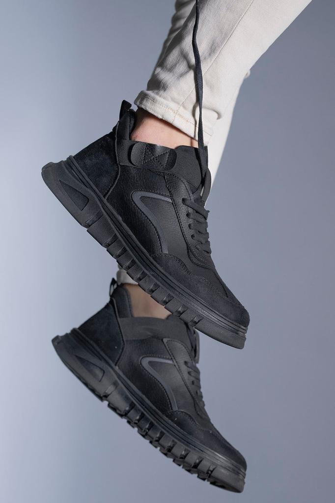 Pánské módní boty z umělé kůže na plochém podpatku černé lodičky