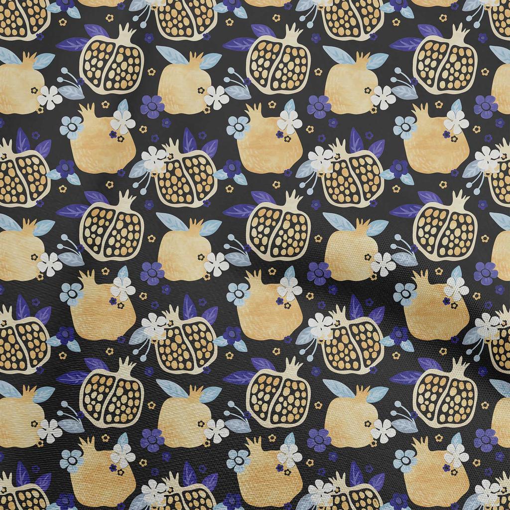oneOone Cotton Flex Dark Blue Fabric Pomegranate Sewing Material Print Fabric By The Yard 40 Inch