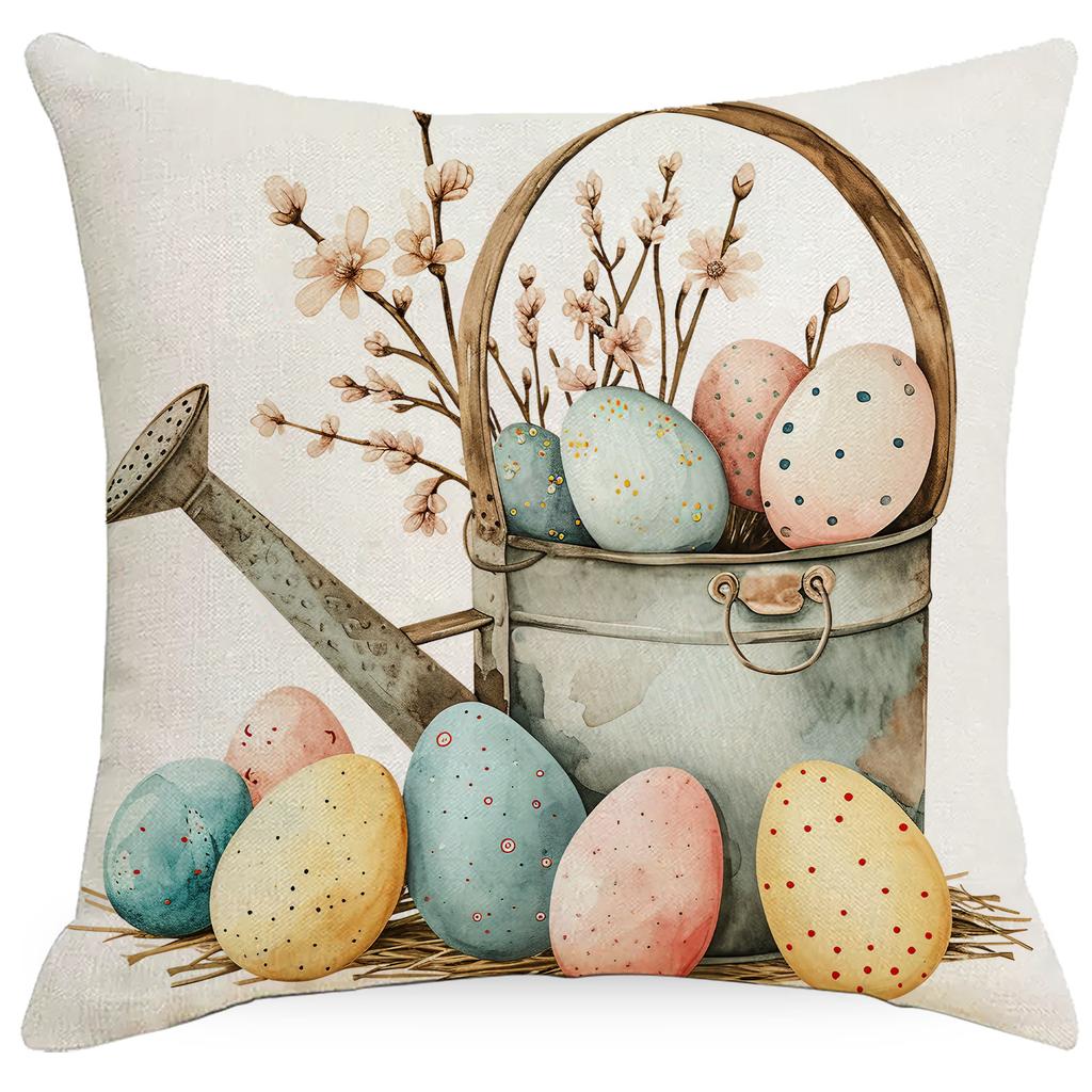 New Easter Pillowcase Country Cartoon Rabbit Easter Egg Pillowcase Sofa Cushion Pillowcase