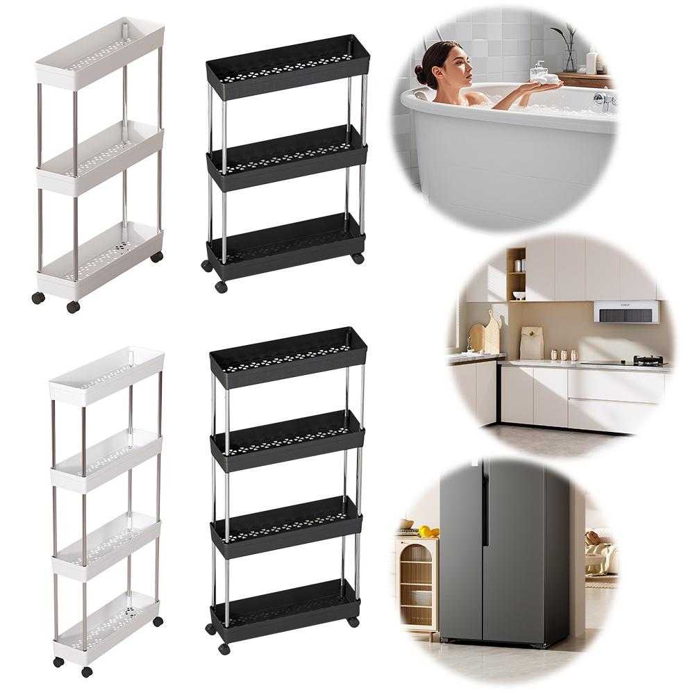 Rolling Utility Cart with Wheels Bathroom Storage Rack Multi-purpose Multi-Layer Trolley Rack for Bedroom Organization Storage