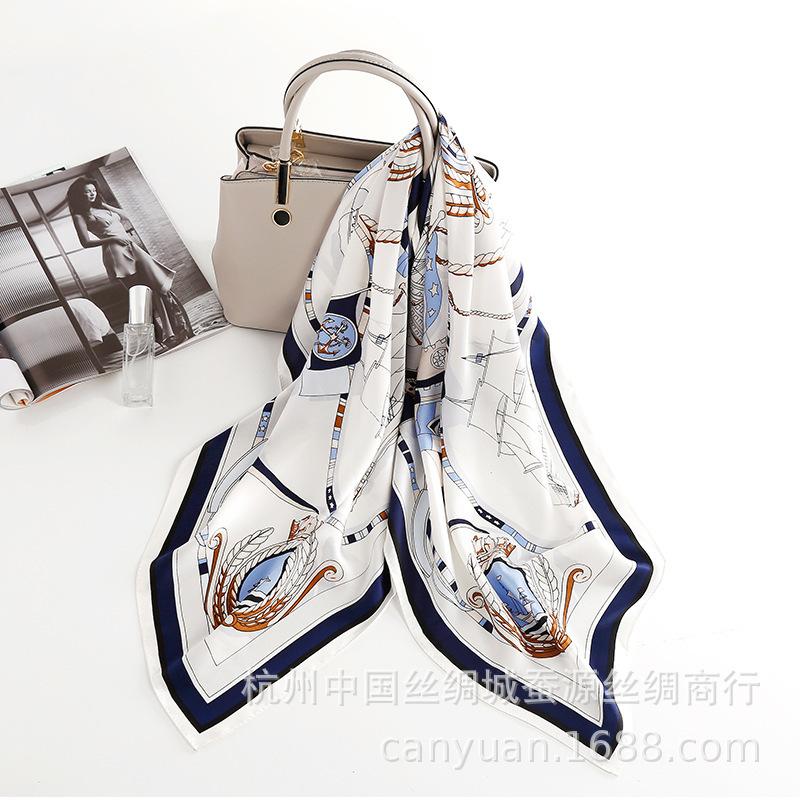 

Silk Silk Scarf Nautical Plain Crepe Satin 90Cm14 Mmi Large Square Scarf Female Mulberry Silk Scarf Manufacturer 90