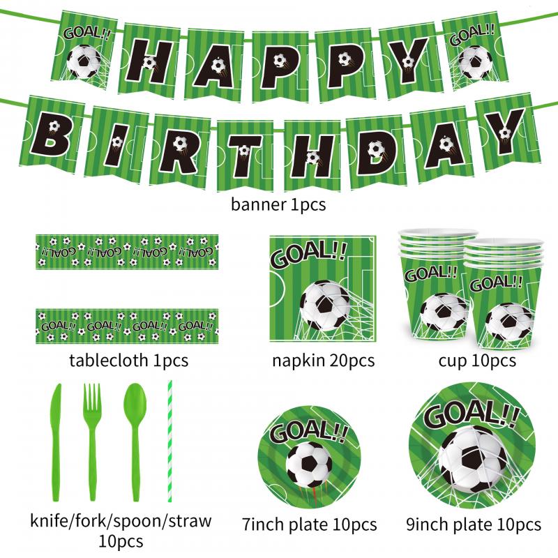 World Cup Party Decorations Set, Disposable Paper Plates Cups Banner Tablecloth, Soccer Theme Birthday Party Supplies