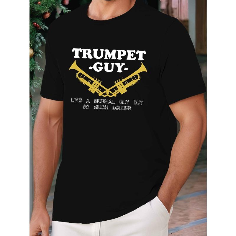 

МУЖСКАЯ ФУТБОЛКА С КОРОТКИМ РУКАВОМ ТРУБАЧ ЛЕТНЯЯ С КРУГЛЫМ ВЫРЕЗОМ ТОП, КРУТАЯ, ПОВСЕДНЕВНАЯ S чёрный