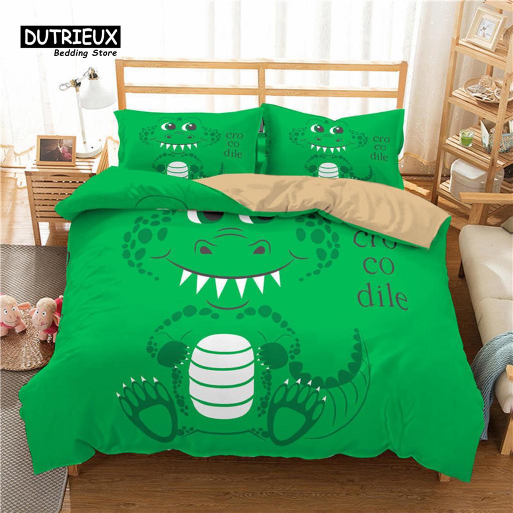 Cartoon Animals Bedding Set For Kids Children Panda Dinosaur Print Duvet Cover Set Comforter Cover With Pillowcase Bedroom Decor