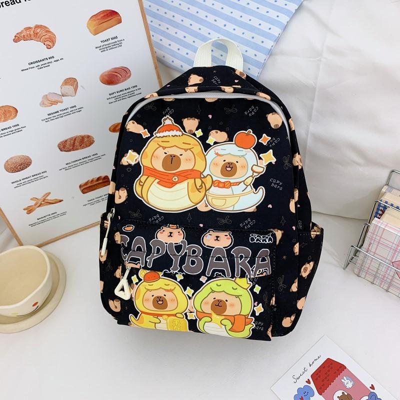 Cute School Childrens Bag With Cartoon Capybara Print For School Use Daily