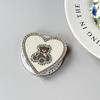 Heart-Shaped Luxury Bear Mirror Leather Phone Holder & Magnetic Ring