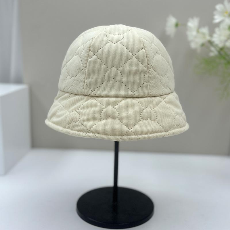 New small edge bucket hat women's autumn and winter face small face plain face cover silk cotton hat men's bucket hat basin hat