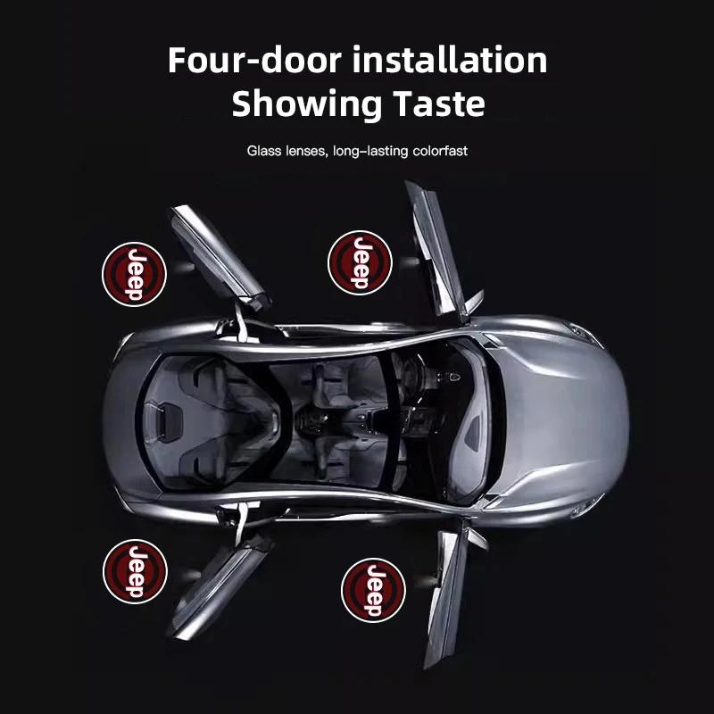 LED Car Door Welcome Light Logo Projector for Jeep Renegade Wrangler JK JL Grand Wireless Auto Shadow Lamp Car Accessories