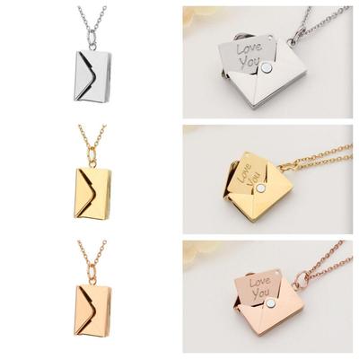 Rose Gold Color Envelope Love Letter Pendant Necklace Jewelry Customized Gifts for Charming Women