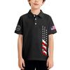 Kids Casual Short Sleeve Polo Shirt with Patriotic Flag Print Lightweight Breathable Cotton Blend Summer Tee for Boys and Girls