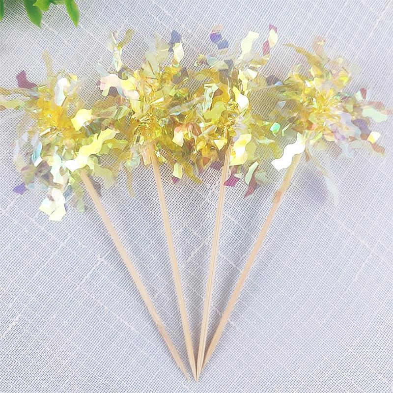 10/20Pcs Glitter Happy Birthday Cake Topper Colorful Fireworks Tassels Cupcake Topper Wedding Baby Shower DIY Dessert Cake Decor