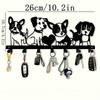 Metal Wall Art Key Hook with 4 Cartoon Dogs Modern Home Decor for Bedroom Living Room Bathroom Rustproof Gift