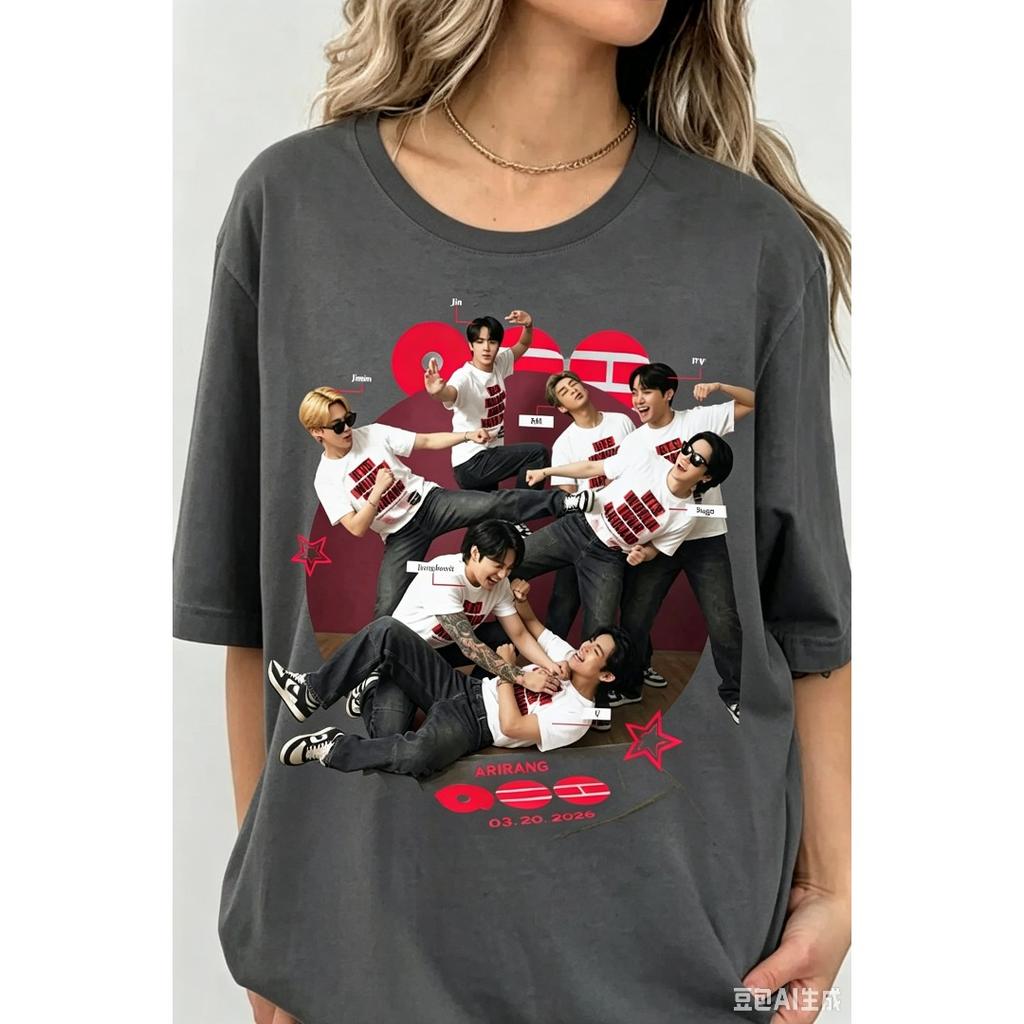 BTS Bangtan T-Shirt Men Women Oversized Streetwear Y2k Short-sleeved Unisex Casual Loose Comfortable Soft Female Male Clothing