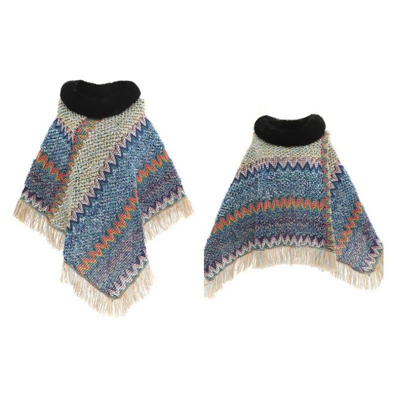 Herbst und Winter Neu Pelzkragen Strickschal, Thermopullover Cape, Schal Damen