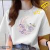White Women's Internet Celebrity Summer Wear New Korean Version Casual Loose Large Size Women's Short Sleeve Printed T-shirt Women's Round Neck T