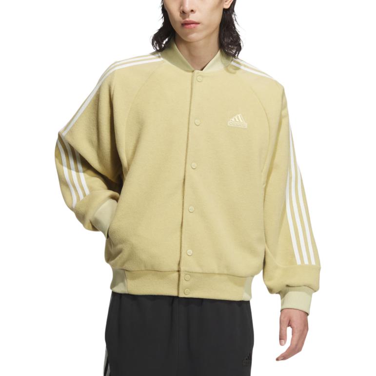 Adidas FW24 3-Stripes Warm Series Loose Fit Casual Sports Long Sleeve Jacket Unisex Jackets Sand-Brown JI6640