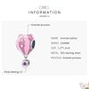 BAMOER 925 Sterling Silver Pink Animal Hot Ballon Murano Bead Pendant Charm Fit Original Bracelet