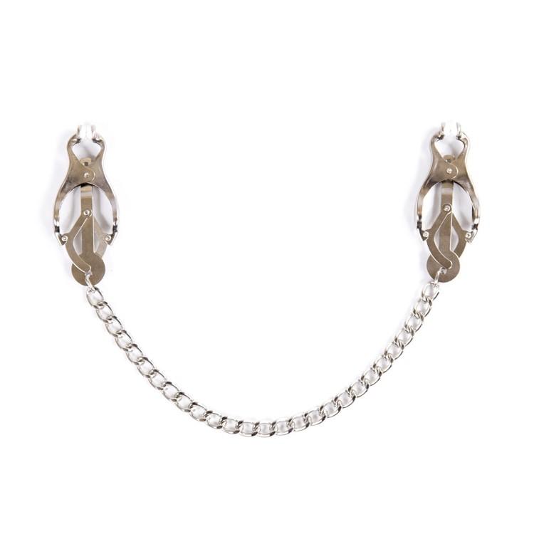 Erotic BDSM Unisex Metal Japanese Clover Style Body Nipple Clamps Brutal Bondage Restraint Dark Chain Sex Toy