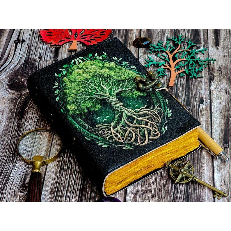 Leather Journal Tree of Life - Genuine Leather Notebooks For Women - Beautiful Journal For Sketches Book Traveling Book Blank Spell Book