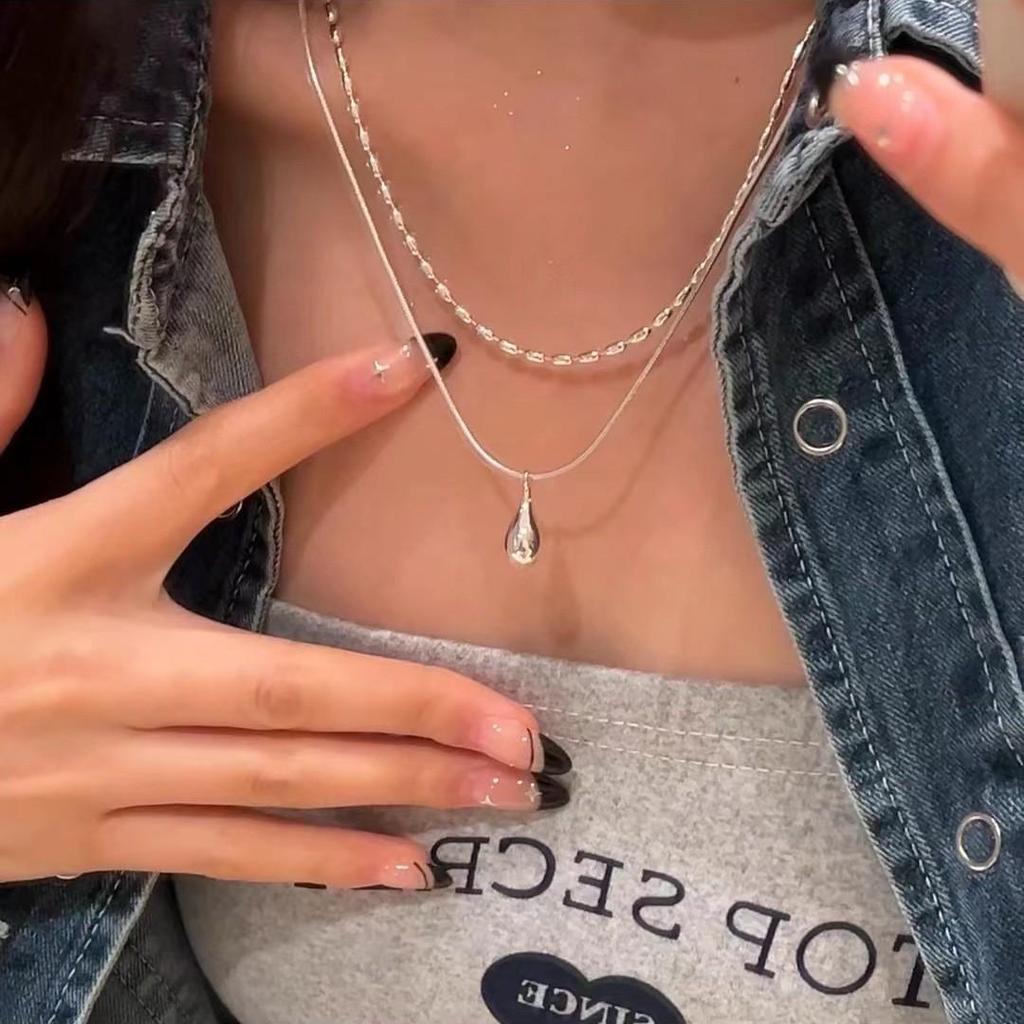 Double-Layer Rose Zircon Sweater Necklace - Women's Versatile Clavicle Chain, Light Luxury, High-End, Niche Accessory