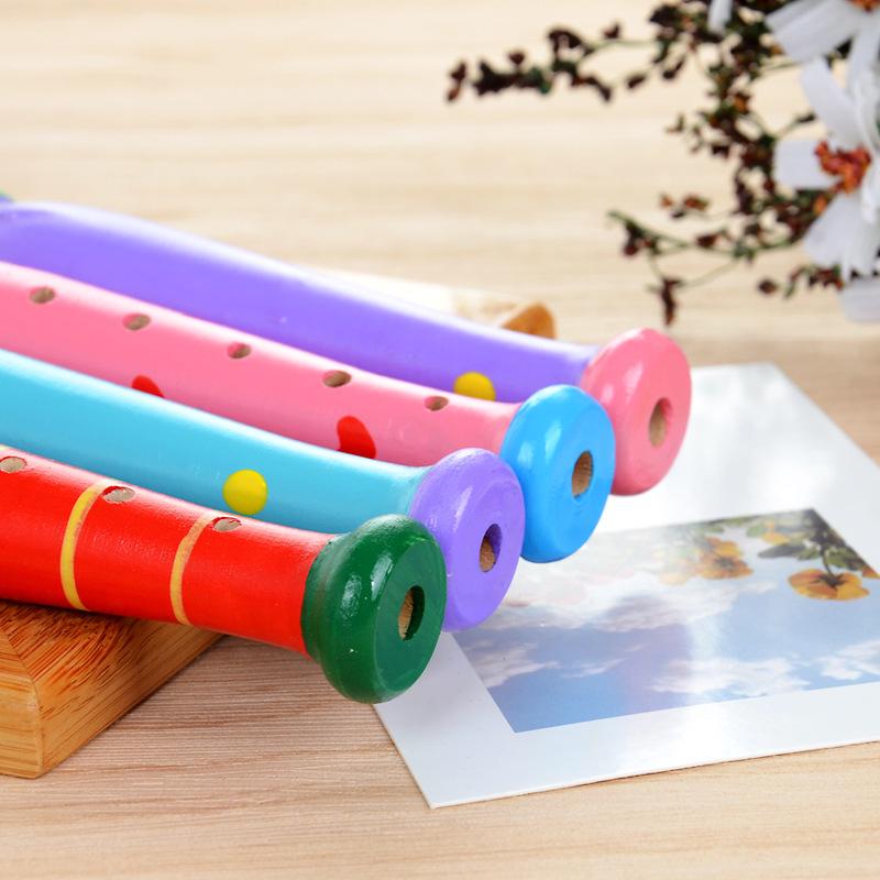 1 Pc Random Small Wooden Colorful Piccolo Flute for Kids Learning Rhythm Musical Instrument Early Education Music Sound Toys for Kids