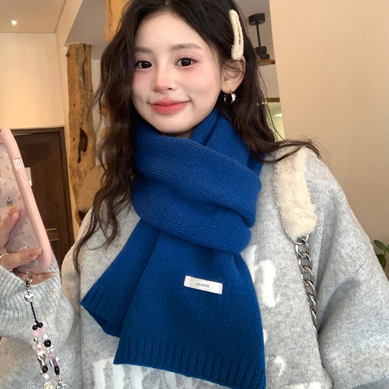 2025 Autumn And Winter  Korean Version Ing Style Solid Color Scarf Student Warm Knitted Versatile Couple Scarf