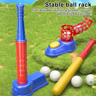 T-Ball Set für Kinder Ballwerfer T-Ball Ständer Baseballschläger und 6 Baseballs Set Kleinkinder Outdoor Spielzeug für Jungen Mädchen