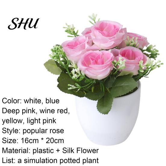 Flower Fake Plant Simulated Dinning Table Decor Artificial Pot Plastic Bedroom Imitation Potted for Home