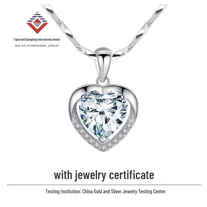 

Ожерелье с подвеской в виде сердца из циркона, стерлинговое серебро S999, женские простые элегантные украшения высокого класса Sterling Silver 999