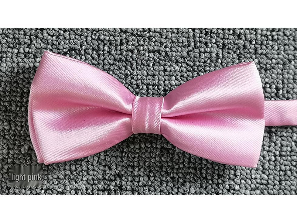 Men's Solid Color Double Layer Bow Tie - Poly Silk, Korean & British Style, Red/Black, Wedding & Best Man Accessory.