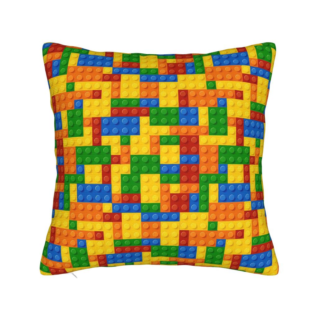 Classic Red Green Blue Yellow Building Blocks Bricks Pillow Case Comfy Pillow Cover Funny Pillowcases For Living Room Sofa