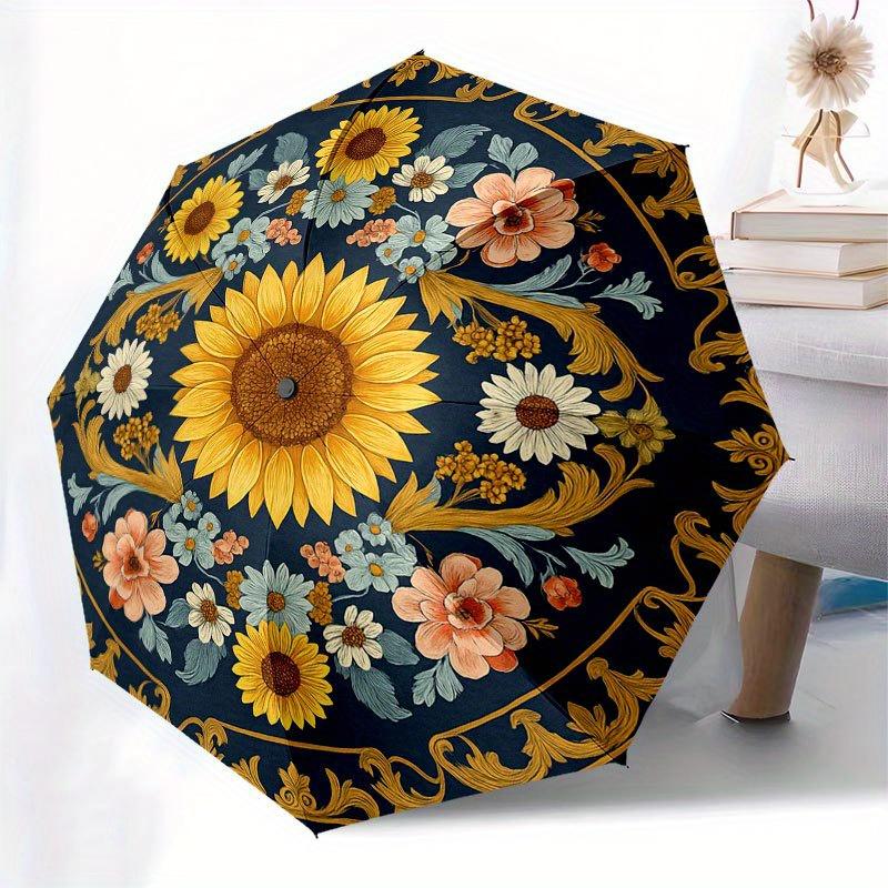 Sunflower Garden: Vibrant Floral Rug for Your Home DecorUmbrella with Cute Design, Portable 3-Fold Compact Umbrella for Men & Women, Valentine's Day M