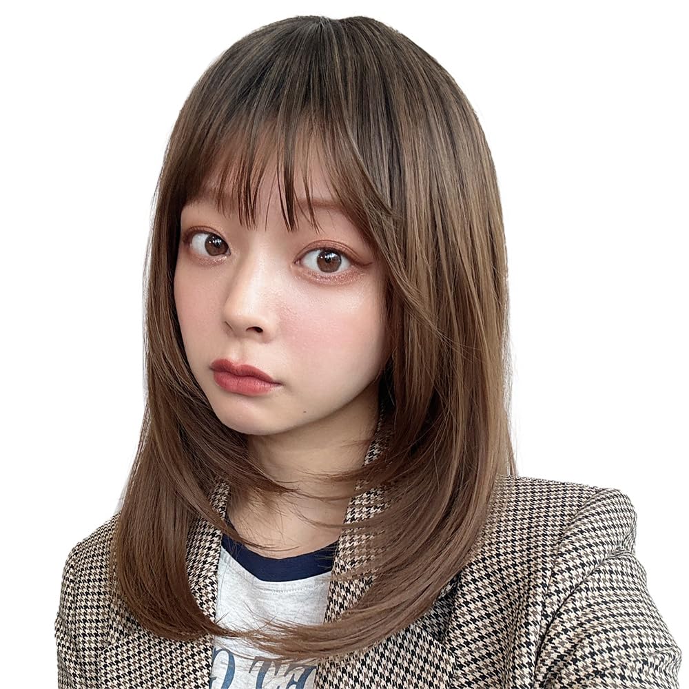 AQUADOLL P-AMB Almond Brown Pudding Wig, Medium/Semi-Long Layered Inner Mesh Full Wig, One Size Fits Most (wg352P-AMB)