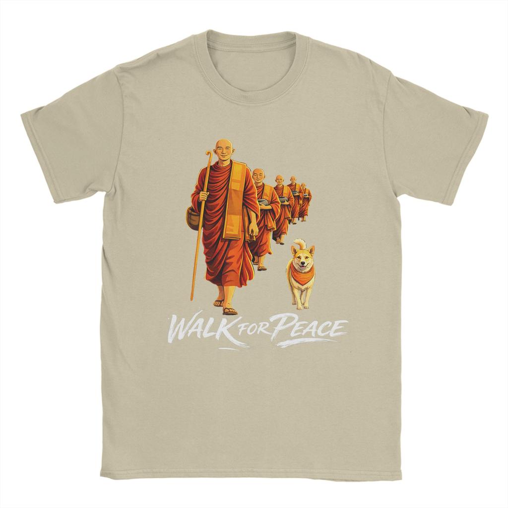 Walk For Peace Zen Buddhists Monks Aloka Dog T Shirts Unisex Cotton Vintage TShirts Crewneck  Tee Shirt Short Sleeve Clothing 6XL