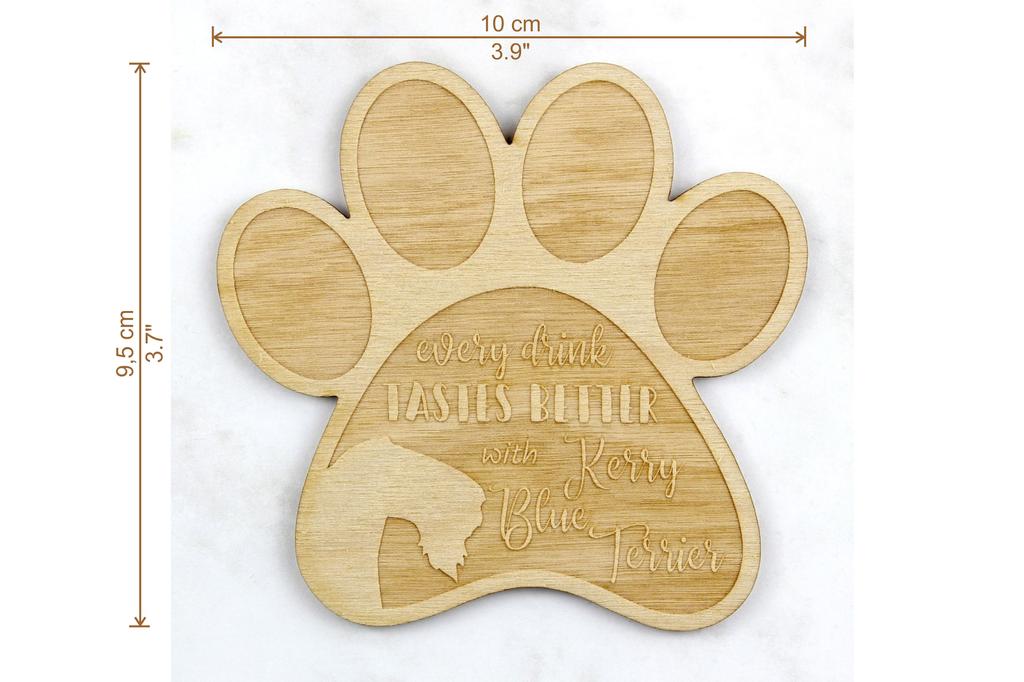 Kerry Blue Terrier, Irish Blue Terrier - Mug coaster, engraved coaster with dog, gift for dog lover by Art-Dog brand