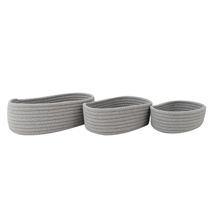 Oval Cotton Rope Woven Storage Basket for Home & Dormitory Organization