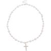 Baroque Fashion Retro Rhinestone & Pearl Cross Pendant Necklace for Women