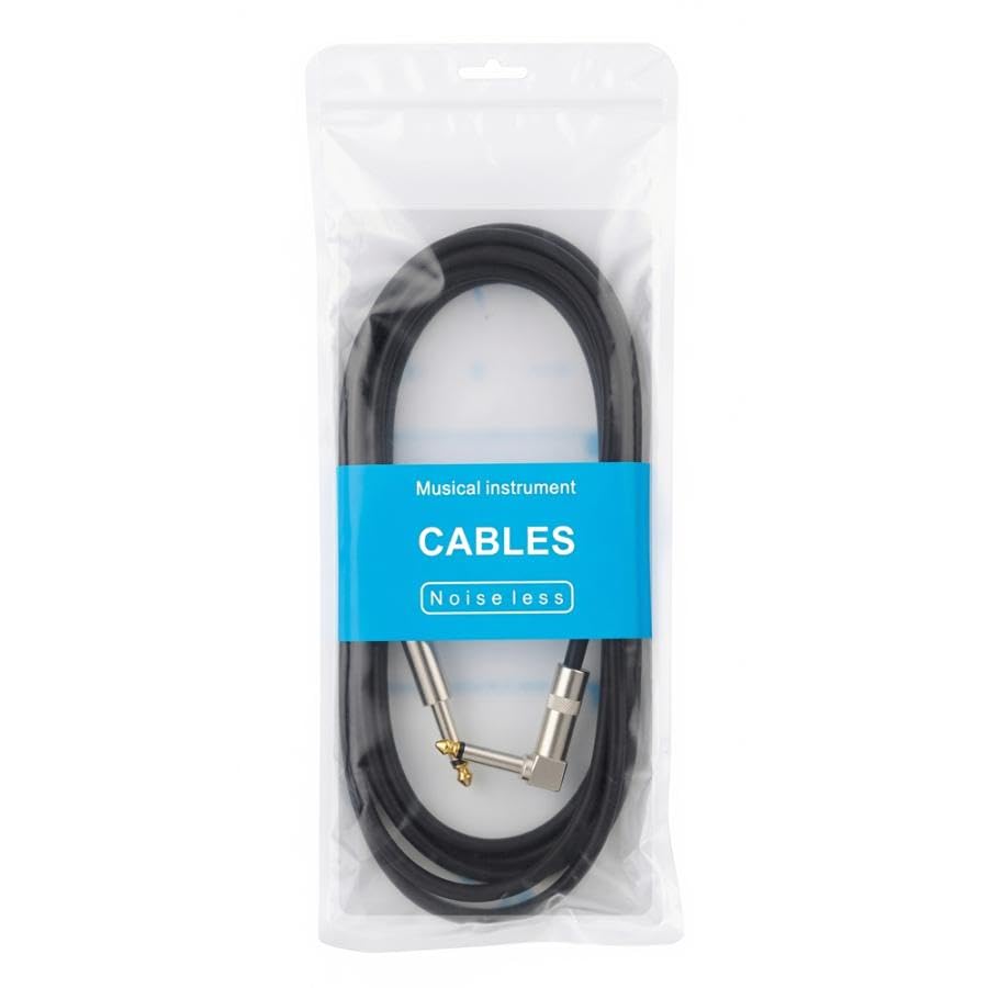 Rise Japan Guitar Cable, 2m Length, Male-to-Male, Straight, L-shaped Plug, High Durability, Break-Resistant, Instrument Cable, Bass, Amplifier,