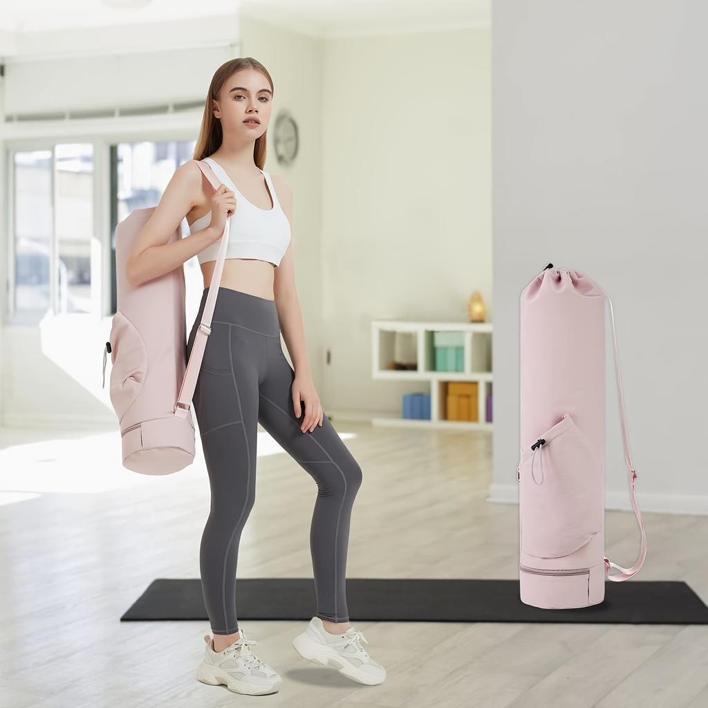 Versatile Yoga Mat Carrier With Water Bottle Pocket & Bottom Wet Pocket Durable Oxford Cloth Multi-Functional Storage Bag For Exercise Mats