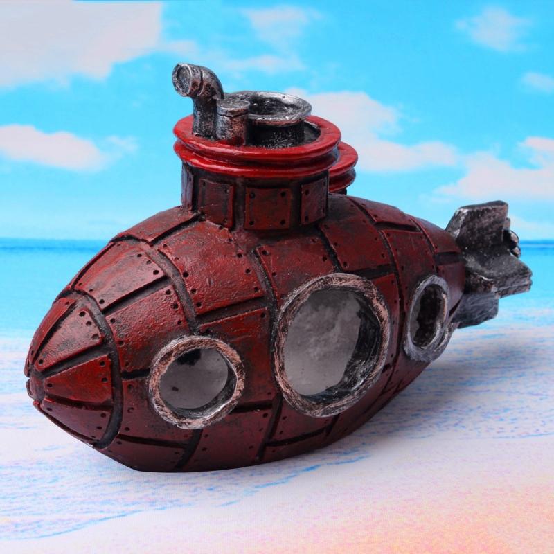 Creative Aquarium Sunken Ship Decorations Resin Pirate Ship Submarines Ornaments Landscaping For Small Medium Fish Tank