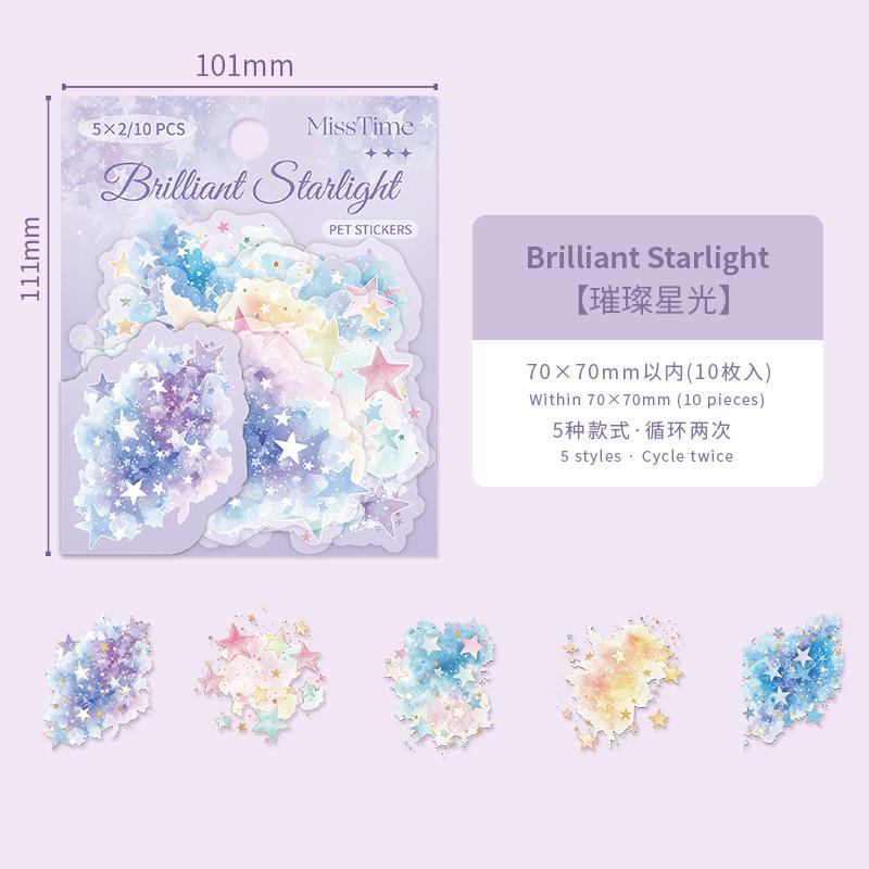 10pcs/lot Kawaii Stationery Stickers flowing light and overflowing colour Junk journaling stickers Scrapbooking Supplies
