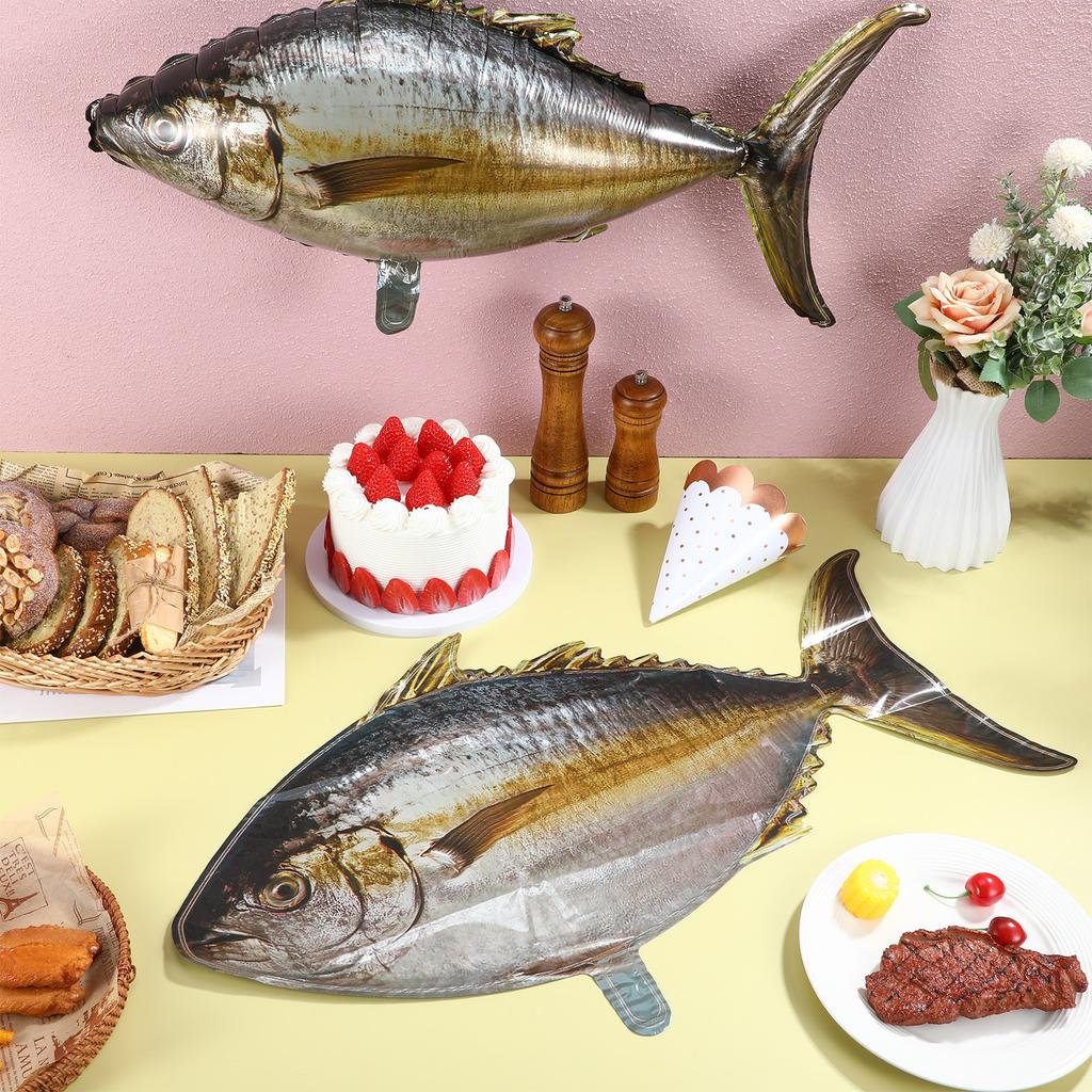 10Pcs Realistic Tuna Inflatable Balloons Aluminum Foil Ocean Fish Party Decorations Fishing Theme Birthday Supplies