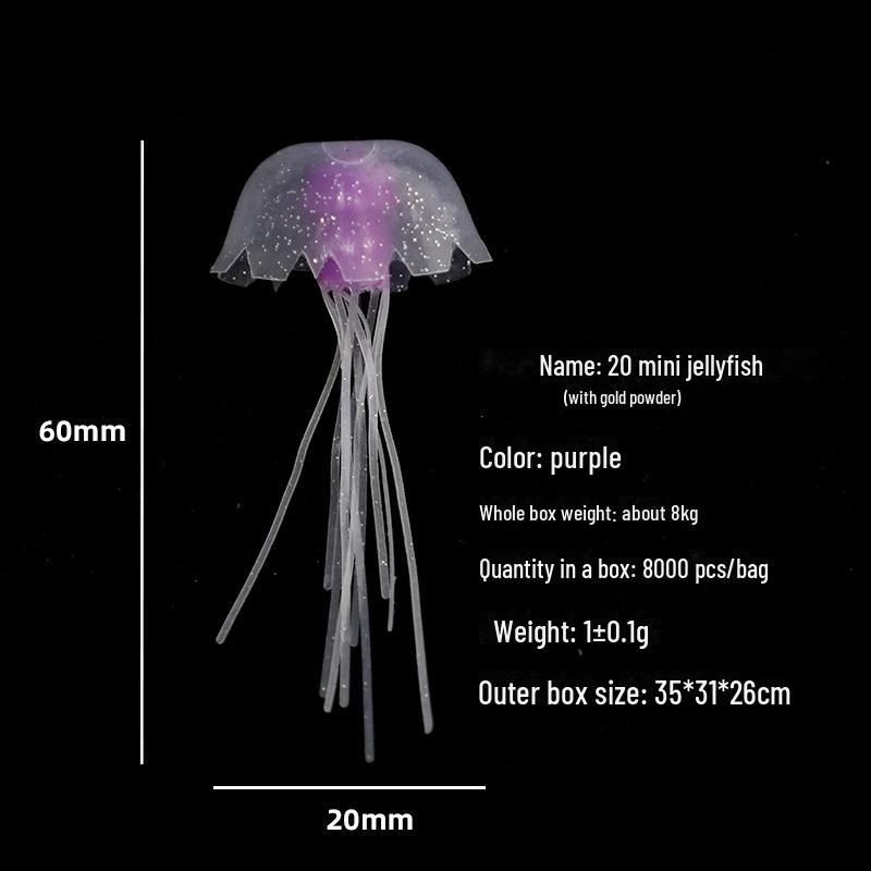 Mini Luminous Silicone Jellyfish for Aquarium Decoration