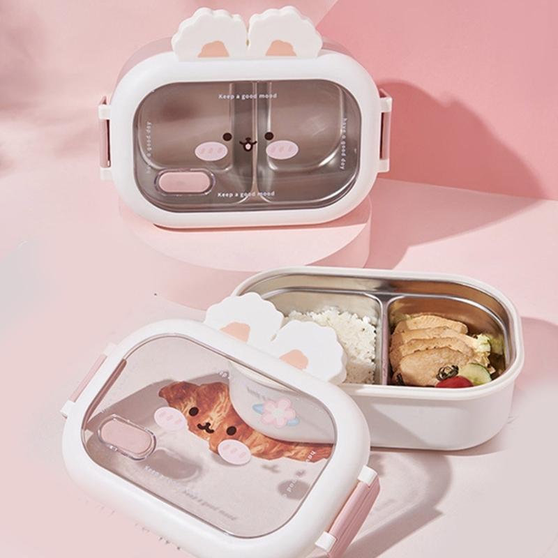 Rabbit Decorated Meal Container Multi Compartment Rabbit Lunch Box for Children Stable Stainless Steel Container